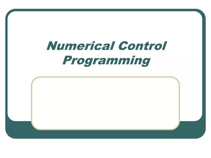 numerical control programming