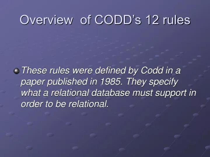 overview of codd s 12 rules