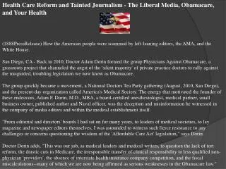 health care reform and tainted journalism - the liberal medi