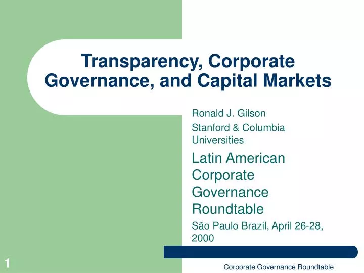 transparency corporate governance and capital markets