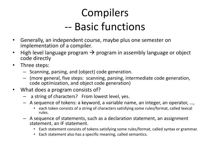 compilers basic functions