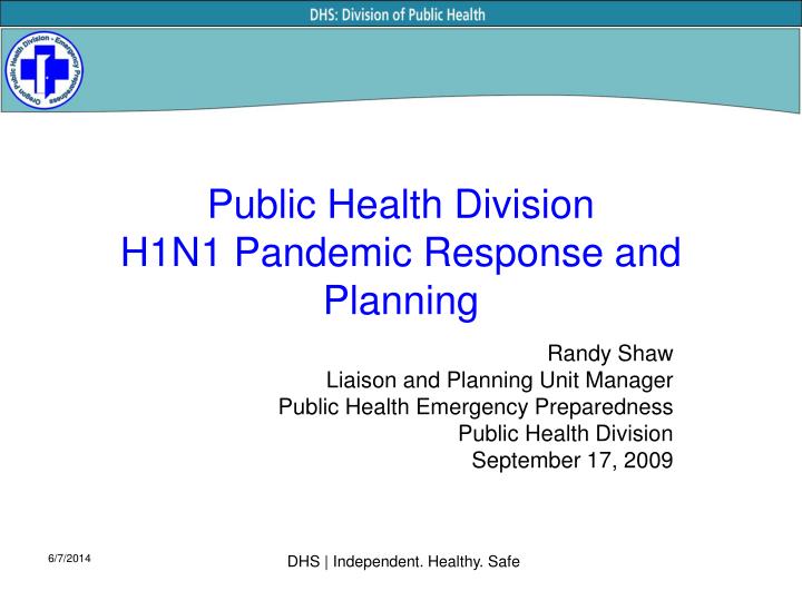 public health division h1n1 pandemic response and planning