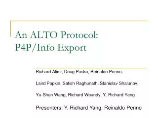 An ALTO Protocol: P4P/Info Export