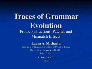 Traces of Grammar Evolution