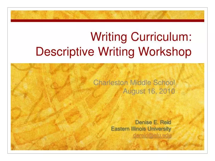 writing curriculum descriptive writing workshop