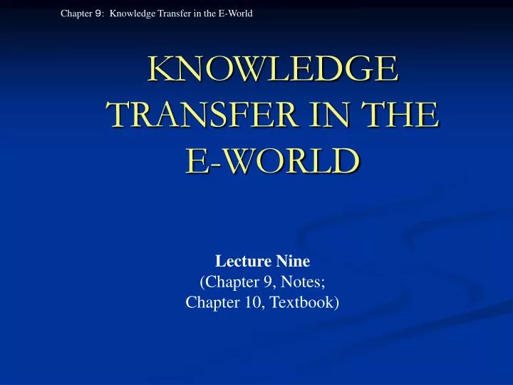 knowledge transfer in the e world