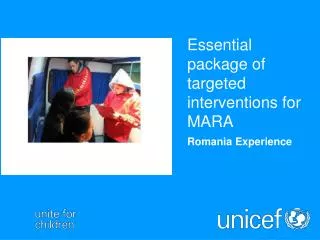 Essential package of targeted interventions for MARA