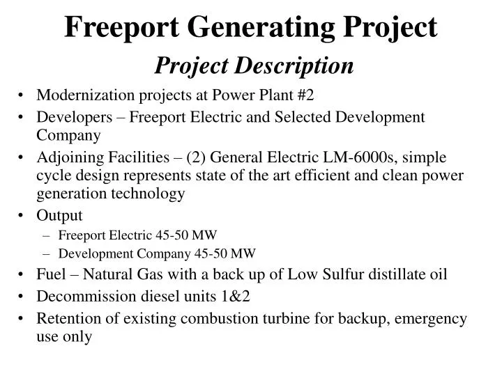 freeport generating project project description