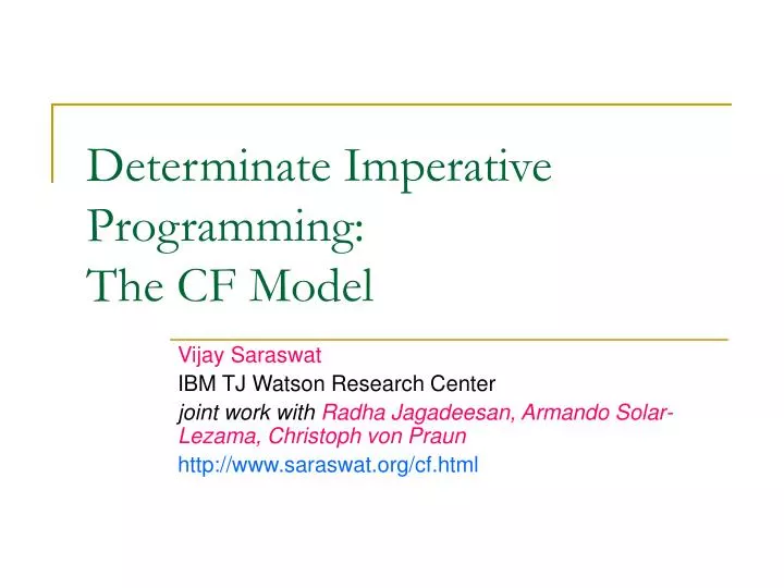 determinate imperative programming the cf model