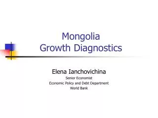 Mongolia Growth Diagnostics