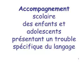 Accompagnement scolaire des enfants et adolescents présentant un trouble spécifique du langage