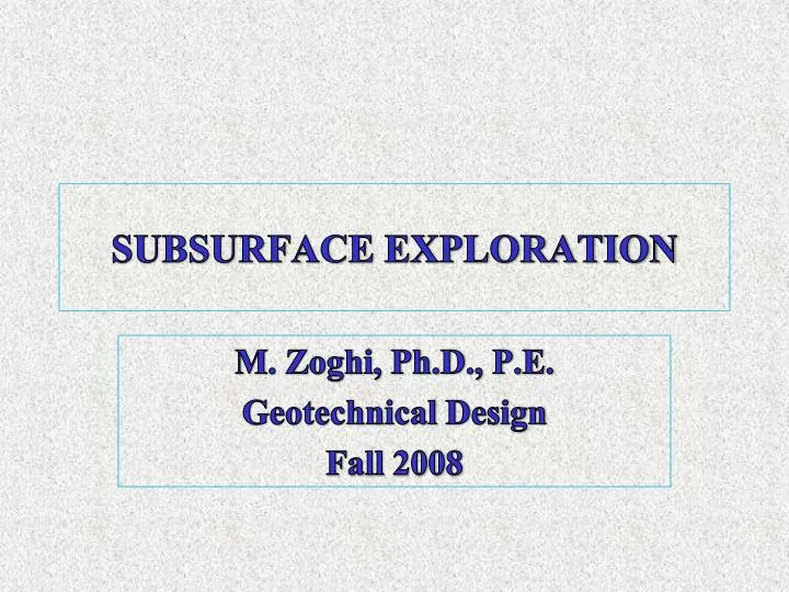 subsurface exploration