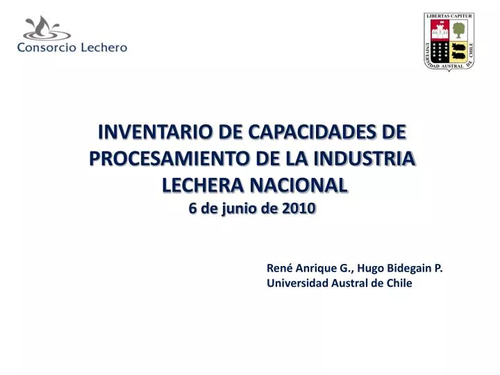 inventario de capacidades de procesamiento de la industria lechera nacional 6 de junio de 2010