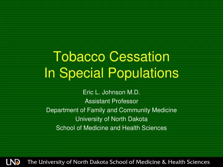 tobacco cessation in special populations