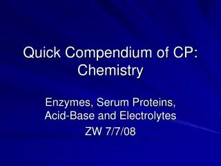 Quick Compendium of CP: Chemistry
