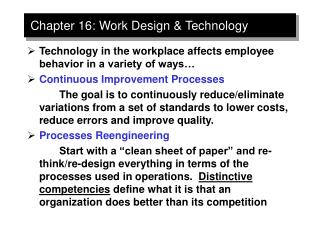 Chapter 16: Work Design &amp; Technology