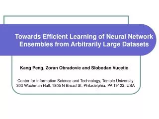 Towards Efficient Learning of Neural Network Ensembles from Arbitrarily Large Datasets