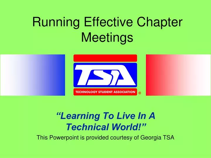 running effective chapter meetings