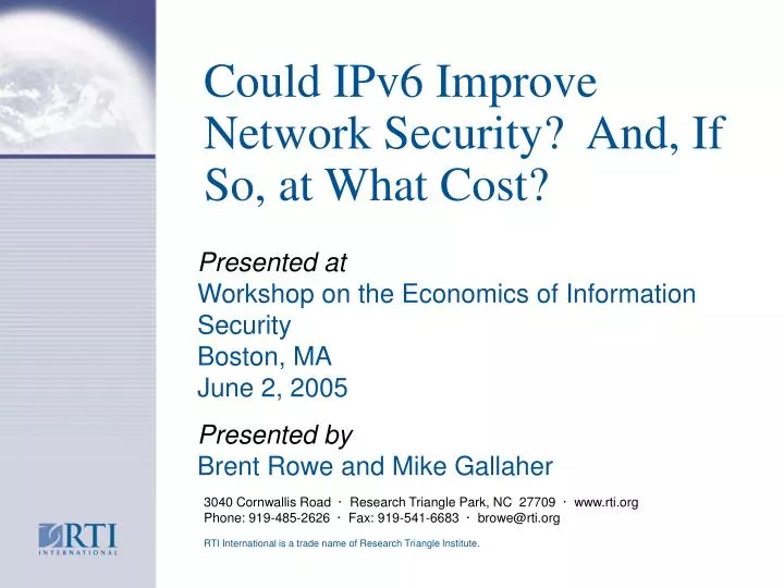 could ipv6 improve network security and if so at what cost