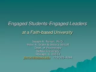 Engaged Students-Engaged Leaders at a Faith-based University