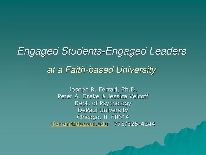 engaged students engaged leaders at a faith based university