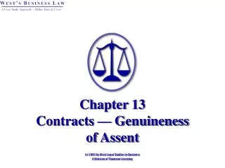 Chapter 13 Contracts — Genuineness of Assent