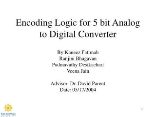 Encoding Logic for 5 bit Analog to Digital Converter