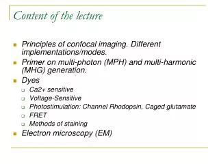 Content of the lecture