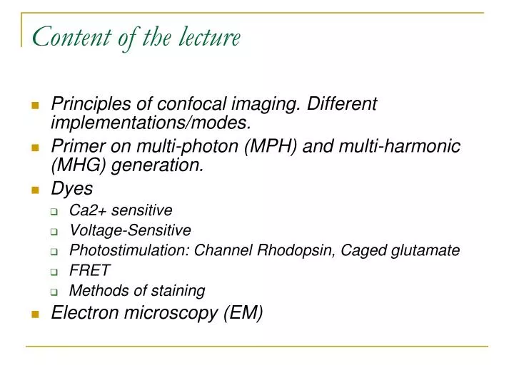 content of the lecture