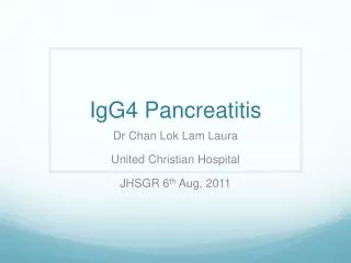 IgG4 Pancreatitis