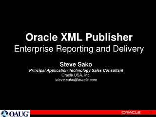 Oracle XML Publisher Enterprise Reporting and Delivery