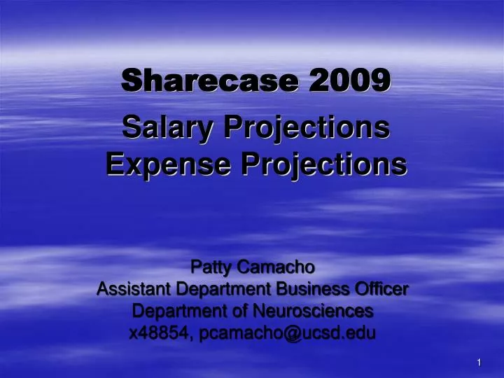 sharecase 2009 salary projections expense projections