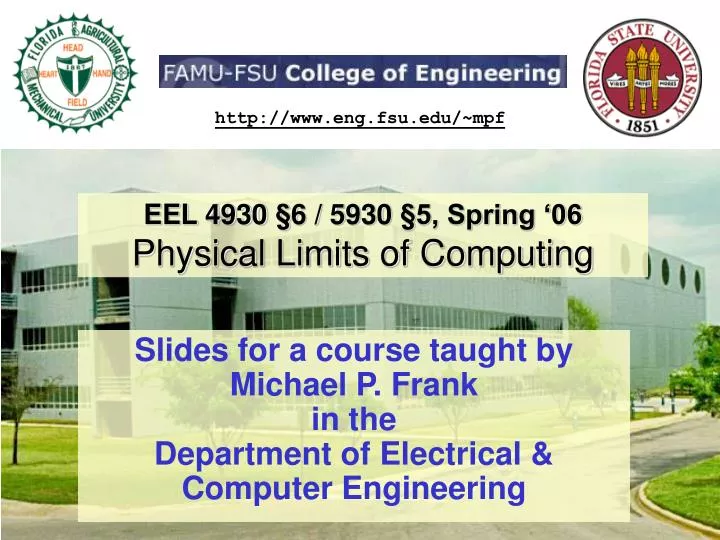eel 4930 6 5930 5 spring 06 physical limits of computing