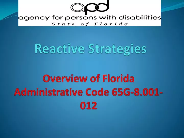 overview of florida administrative code 65g 8 001 012