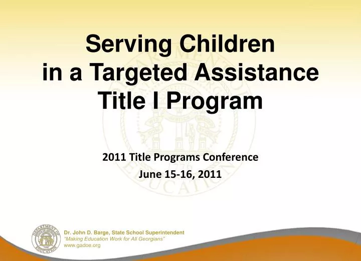 serving children in a targeted assistance title i program