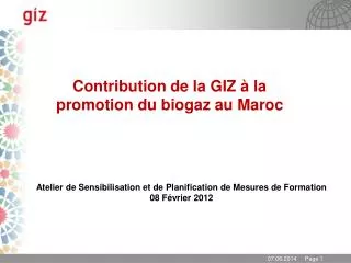 Contribution de la GIZ à la promotion du biogaz au Maroc