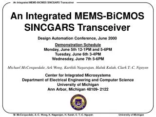 An Integrated MEMS-BiCMOS SINCGARS Transceiver