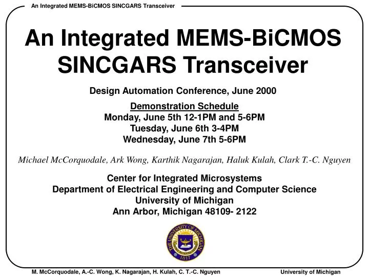 an integrated mems bicmos sincgars transceiver