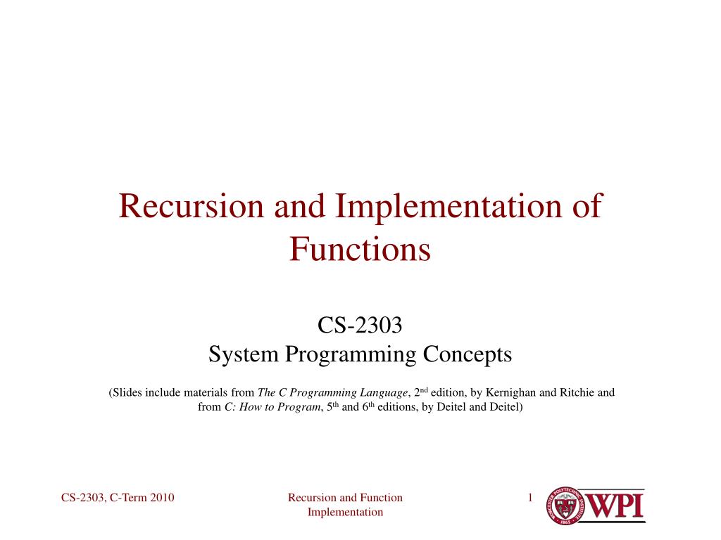 PPT - Recursion and Implementation of Functions PowerPoint Presentation ...