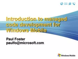 Introduction to managed code development for Windows Mobile