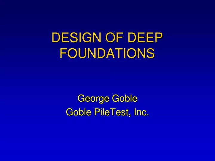 design of deep foundations
