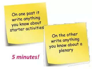 On one post it write anything you know about starter activities