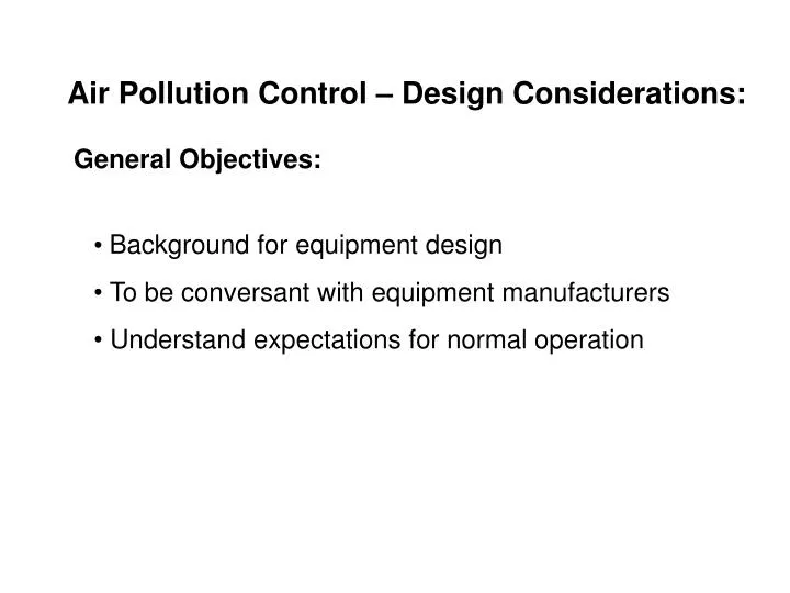 air pollution control design considerations