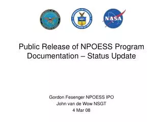 Public Release of NPOESS Program Documentation – Status Update