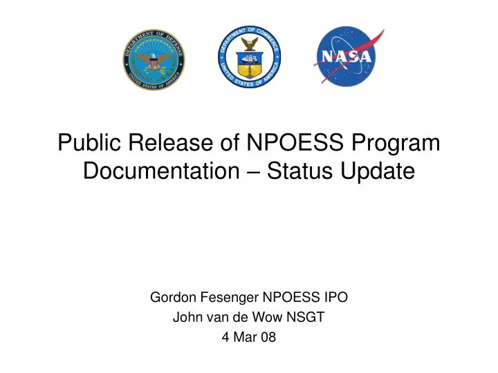 public release of npoess program documentation status update