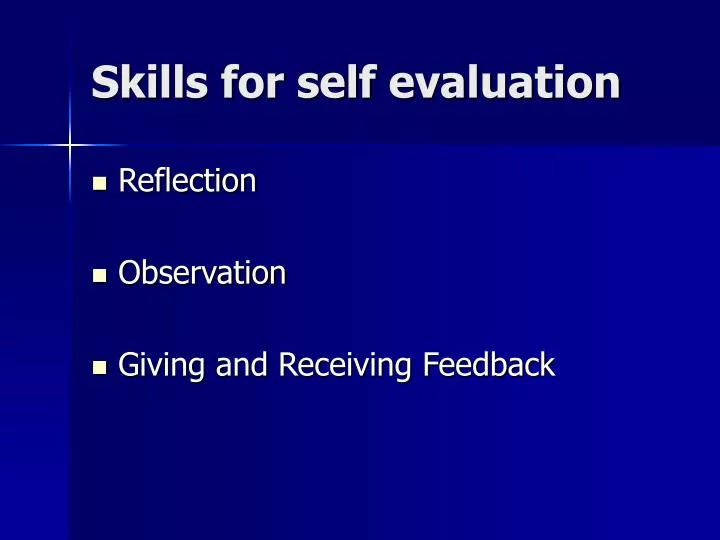 skills for self evaluation