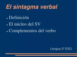 el sintagma verbal