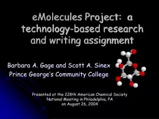 eMolecules Project: a technology-based research and writing assignment