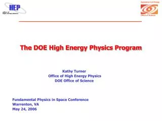 The DOE High Energy Physics Program