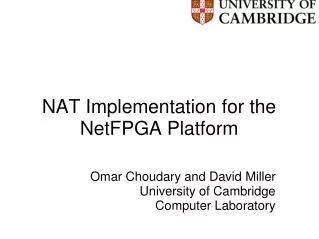 NAT Implementation for the NetFPGA Platform